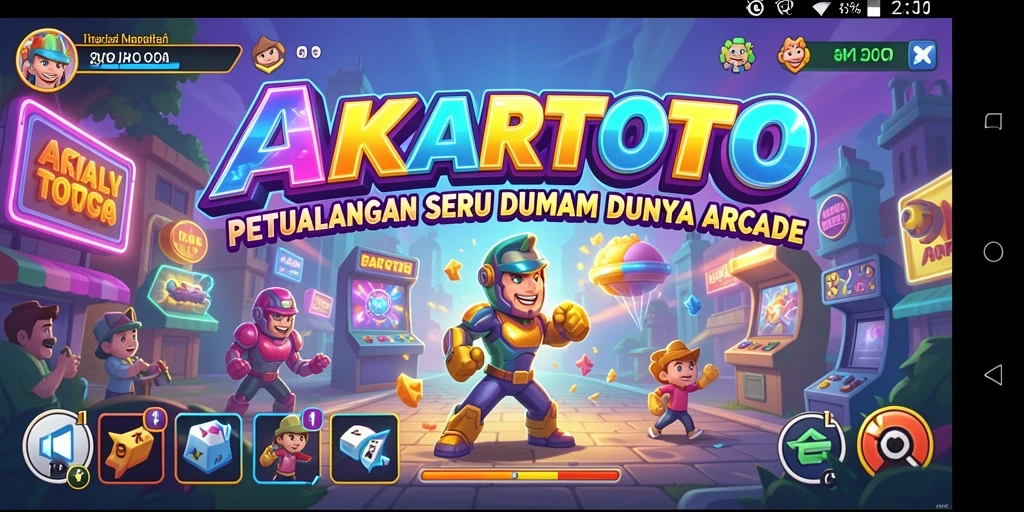 Tampilan gameplay AKARTOTO yang penuh warna dan menantang.