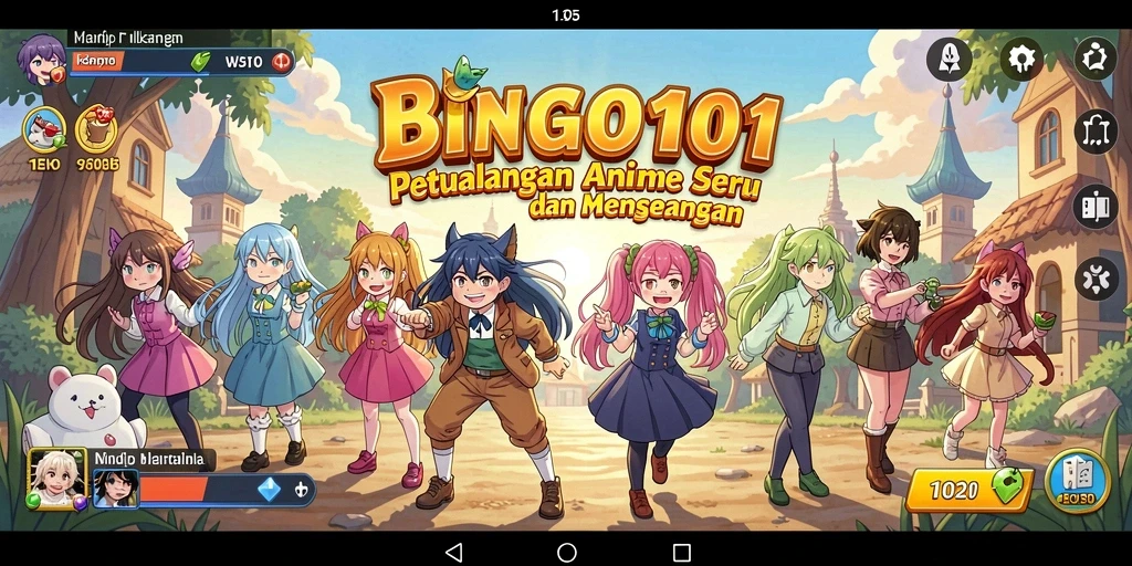Tampilan gameplay BINGO101 yang penuh warna dan dinamis.
