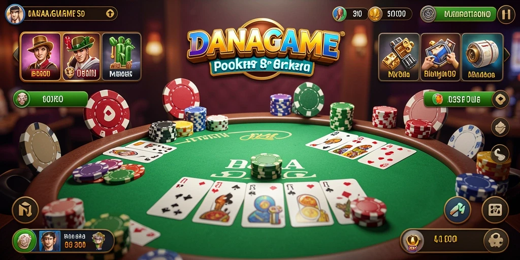 Tampilan screenshot DANAGAME menampilkan momen seru dalam permainan Poker.