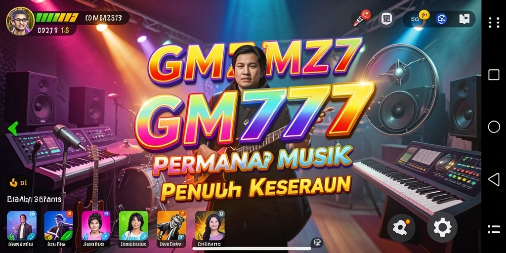 Tampilan gameplay menarik dari GM777 yang menampilkan musik interaktif.