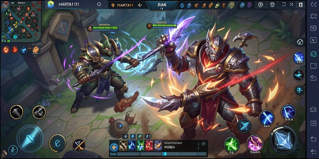 Gameplay HARTA11 yang menegangkan dan strategis saat bertarung.