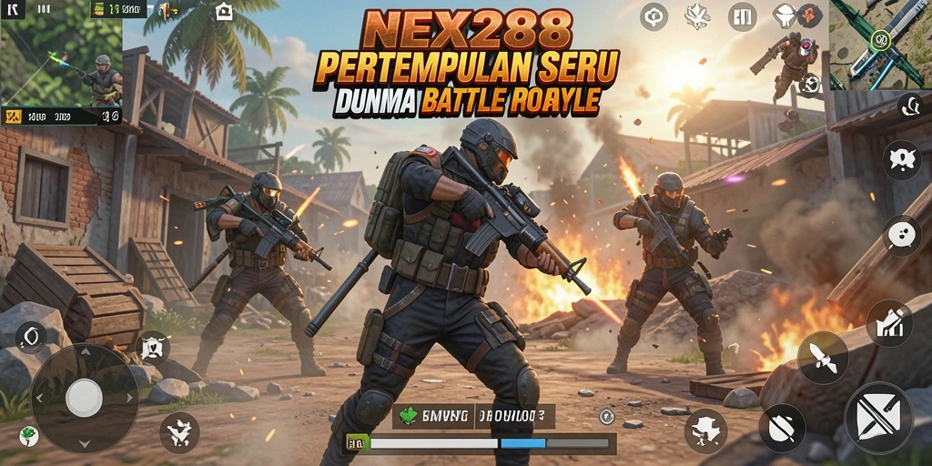 Gameplay mendebarkan dari NEX288 di medan pertempuran Battle Royale.