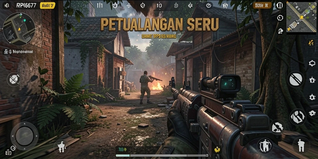 Screenshot gameplay mengesankan dari RP6677, menunjukkan aksi menegangkan di medan perang.
