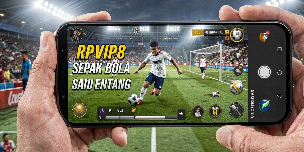 Tampilan gameplay RPVIP8 dengan aksi sepak bola yang mendebarkan.