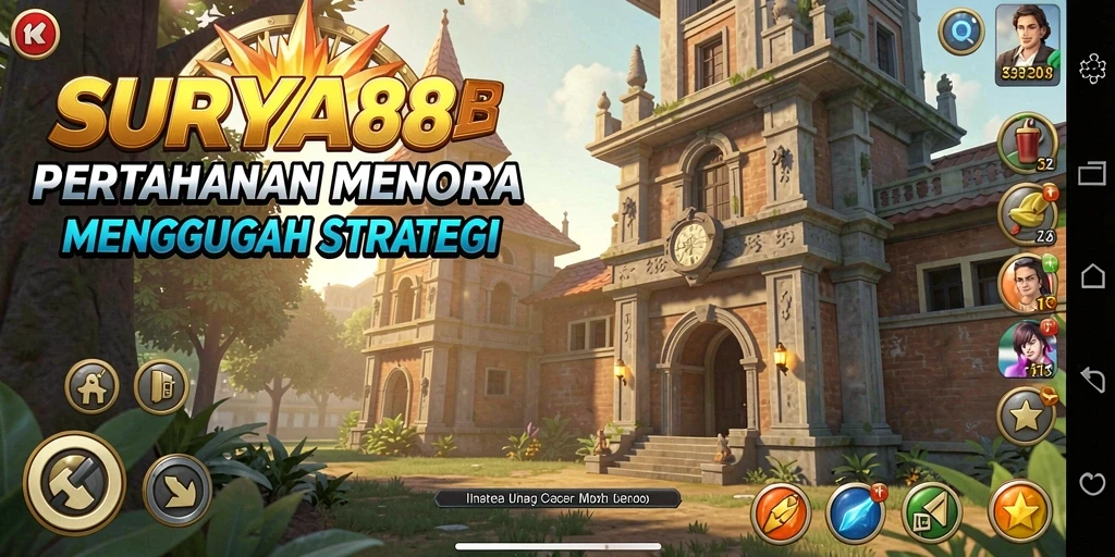 Tampilan gameplay <strong>SURYA88</strong> yang menakjubkan dalam pertempuran Tower Defense.