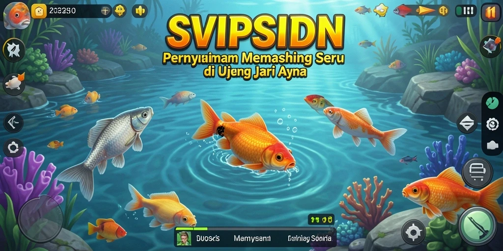 Tampilan gameplay SVIPSIDN yang menawan saat menangkap ikan.