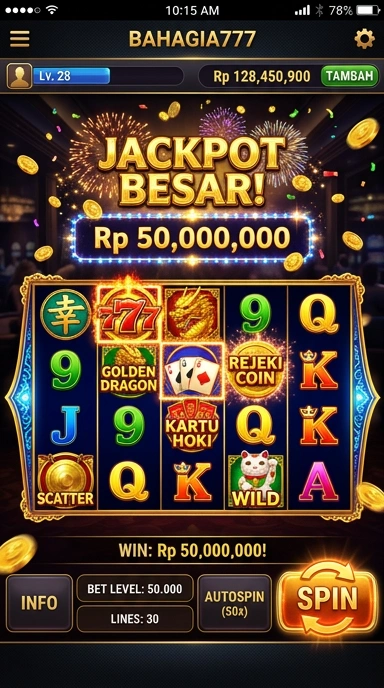 Tampilan utama aplikasi bahagia777 yang menarik dan responsif.